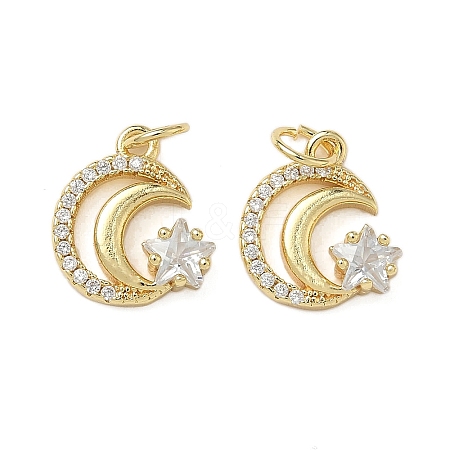 Brass Micro Pave Cubic Zirconia Charms KK-L243-26G-1