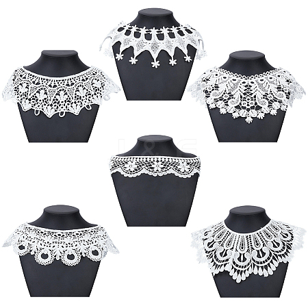 6Pcs 6 Styles Polyester Embroidery Lace Collar AJEW-CY0002-84-1
