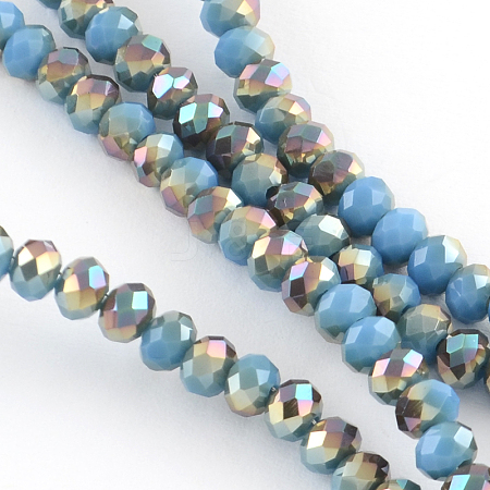 Electroplate Glass Faceted Rondelle Bead Strands X-EGLA-Q054-8mm-07-1