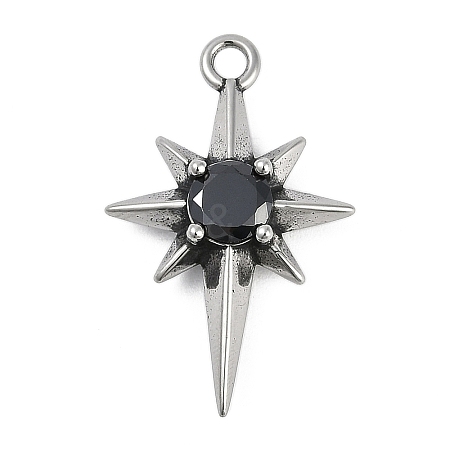 316 Surgical Stainless Steel Micro Pave Cubic Zirconia Pendants X-STAS-G349-01AS-01-1