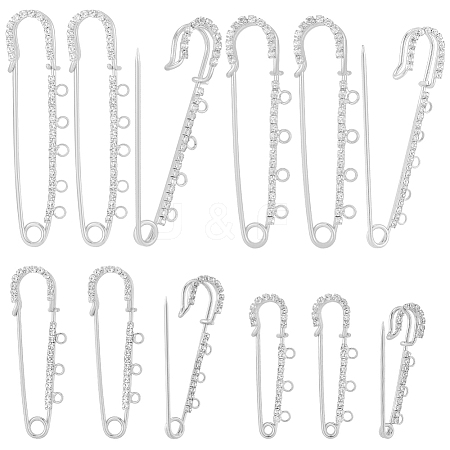 16Pcs 4 Styles Iron Rhinestone Safety Pins FIND-SC0022-25P-1