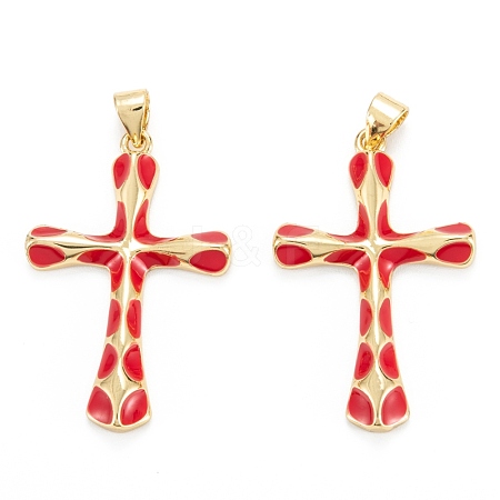 Brass Enamel Pendants KK-M220-06G-D-1