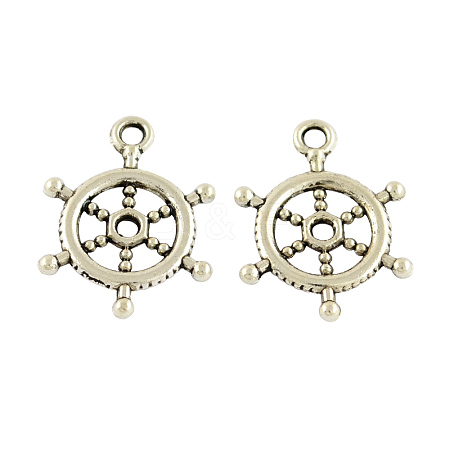 Tibetan Style Alloy Helm Pendants TIBEP-S257-AS-LF-1