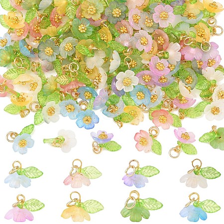 40Pcs 8 Colors Frosted Acrylic Pendants PALLOY-YW00177-1