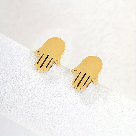 Fashionable Casual Cute Stainless Steel Hamsa Hand Women's Stud Earrings GZ8251-1