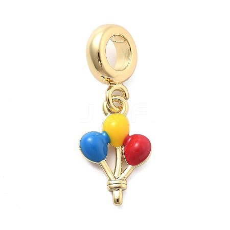 Rack Plating Brass Enamel European Dangle Charms KK-Q017-18G-1