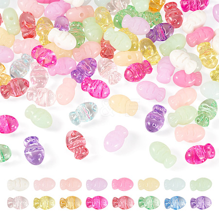 80Pcs 2 Styles Opaque Acrylic Beads OACR-TA0004-90-1