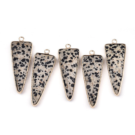 Natural Dalmatian Jasper Pointed Pendants G-N326-56C-1