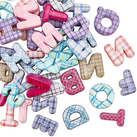 50Pcs Printed Opaque Acrylic European Beads MACR-SP0002-21C-1
