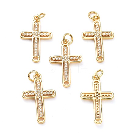 Brass Micro Pave Clear Cubic Zirconia Pendants ZIRC-L100-111G-1