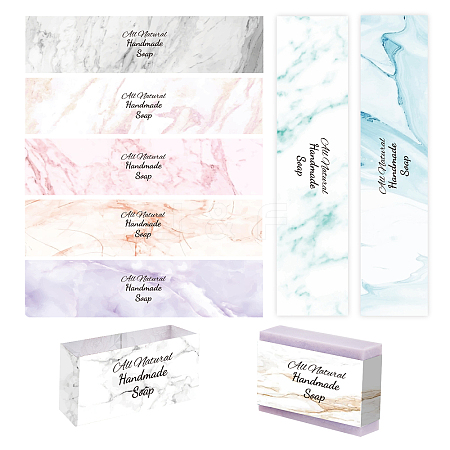90Pcs 9 Style Rectangle with Marble Pattern & Word Handmade Soap Paper Tag DIY-PH0002-77B-WH-1