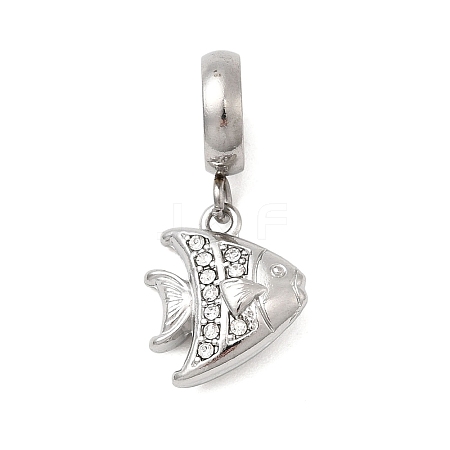 304 Stainless Steel Crystal Rhinestone Sea Animal European Dangle Charms STAS-D153-02A-P-1