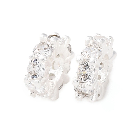 Brass Micro Pave Cubic Zirconia European Beads KK-C157-09A-S-1