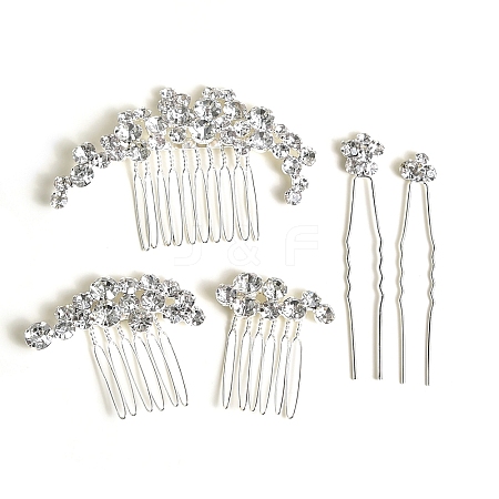 Alloy Hair Combs & Hair Forks Set PW-WG05378-03-1