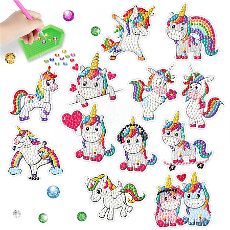 2 Sheets Rainbow Color DIY Diamond Painting Sticker Kits DIAM-PW0010-11-1