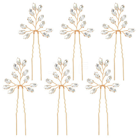 6Pcs Alloy Rhinestone Hair Sticks for Women OHAR-FG0001-08KCG-1