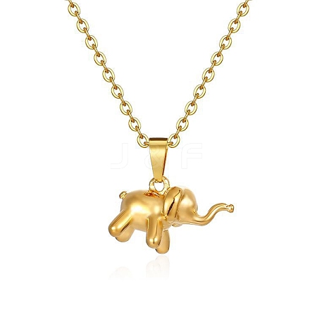 Stainless Steel Cable Chain Baby Elephant Pendant Necklaces PW-WG99660-01-1