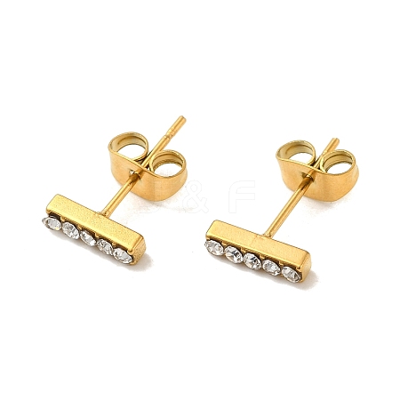 304 Stainless Steel Crystal Rhinestone Stud Earrings for Women EJEW-C094-01N-G-1