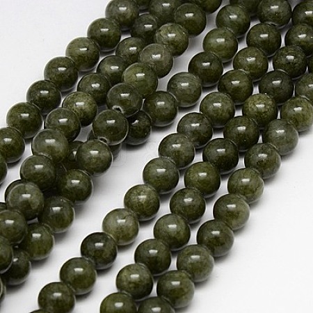 Natural Yellow Jade Beads Strands G-G598-6mm-YXS-26-1