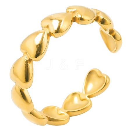 French Minimalist Heart Ring Adjustable Stainless Steel Open Cuff Rings for Women BA4323-2-1