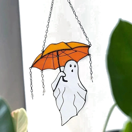 Umbrella Ghost Acrylic Hanging Suncatchers PW-WG55991-02-1