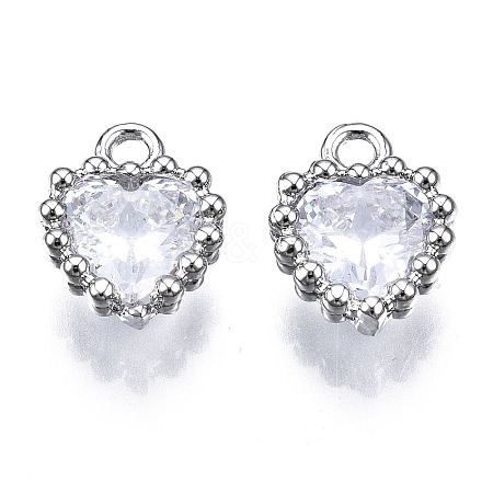 Brass Inlaid Clear Cubic Zirconia Charms ZIRC-S069-048B-P-1