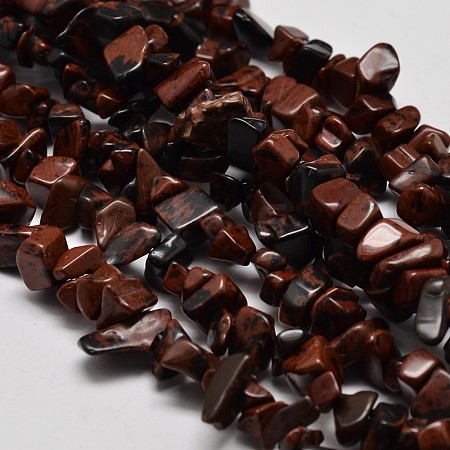 Chip Natural Mahogany Obsidian Beads Strands LS-G-N0134-25-1