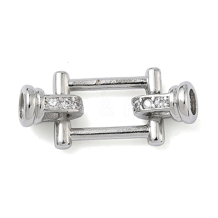 Rectangle Brass Micro Pave Clear Cubic Zirconia Fold Over Clasps KK-Z143-19P-1