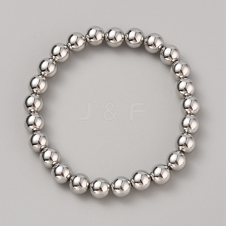 CCB Plastic Round Beaded Strech Bracelet BJEW-WH0023-03D-P-1