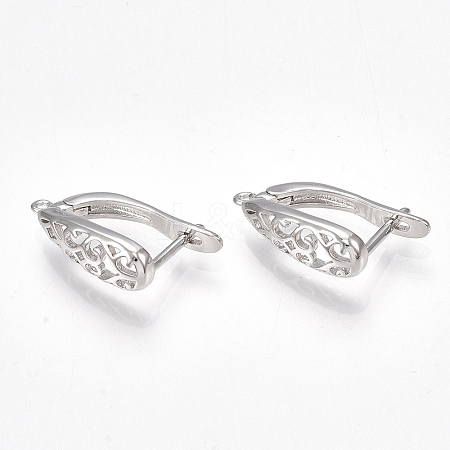Brass Hoop Earring Findings with Latch Back Closure KK-S350-070P-1