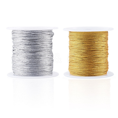2 Rolls 2 Colors 12-Ply Round PET Metallic Thread MCOR-TA0001-03D-1