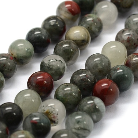 Natural African Bloodstone Beads Strands X-G-G763-08-6mm-1