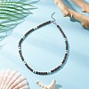 2Pcs 2 Colors Natural Coconut & Natural Magnesite Heishi Beaded Necklaces NJEW-JN05308-4
