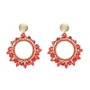 Glass Seed Bead Woven Stud Earrings EJEW-MZ00597-01-2