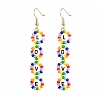 Round Glass Seed Beads Dangle Earrings EJEW-JE04604-01-1