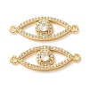 Brass Micro Pave Clear Cubic Zirconia Connector Charms CU-CBA4579-03G-F-1
