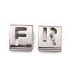 Letter Style 201 Stainless Steel Square Slide Charms STAS-L132-M-3