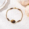 Natural Tiger Eye & Non-magnetic Synthetic Hematite Beads Multi-strand Bracelets BJEW-JB12122-02-1