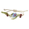 Adjustable Handmade Porcelain Flower Polyester Cord Braided Bead Bracelets for Women WG32CA4-02-3