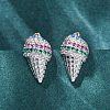 Brass Micro Pave Cubic Zirconia Stud Earrings EJEW-Q015-16P-2
