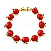 Brass Enamel Link Bracelets BJEW-K278-01A-G-4