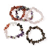 Fashewelry 5Pcs 5 Style Natural Mixed Stone Chip Beads Stretch Bracelets for Women BJEW-FW0001-03-2