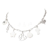 Alloy & Natural White Shell Pendant Brass Paperclip Chain Necklaces for Women NJEW-JN05406-01-2