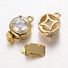 Brass Cubic Zirconia Box Clasps LS-ZIRC-O020-13G-NR-1