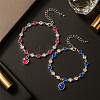 2Pcs 2 Colors Heart Alloy Rhinestone Charms Bracelets BJEW-HY0001-06-3