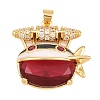 Brass Micro Pave Cubic Zirconia Pendants CU-CBAB3AD-04G-01-1