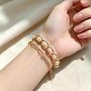 Vintage White Round Imitation Pearl Iron Chain 2-Strand Bracelets for Women HP8707-5