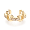 Brass Micro Pave Clear Cubic Zirconia Cuff Earrings EJEW-M195-01G-2
