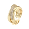 Rack Plating Brass Pave Cubic Zirconia Rings for Women RJEW-B064-09G-1