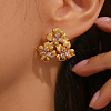 Luxurious Brass Pave Clear Cubic Zirconia Flower Stud Earrings AI0449-1